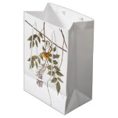 藤に青い目の黄色いコウノトリ ミディアムペーパーバッグ (正面アングル)