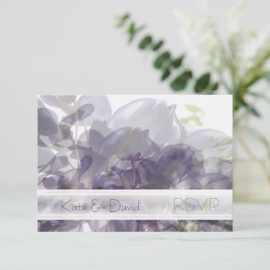 藤のささやきか結婚式またはすべての行事RSVP 出欠カード (スタンド正面)