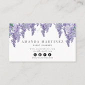 藤のエレガント水彩色ソーシャルメディア 名刺 (裏面)