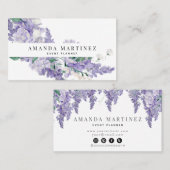 藤のエレガント水彩色ソーシャルメディア 名刺 (正面/裏面)