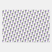 藤のパターン紫の緑の白の背景 ラッピングペーパーシート (正面)