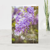 藤の写真のハッピーバースデーの挨拶状 カード (正面)