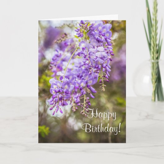 藤の写真のハッピーバースデーの挨拶状 カード (正面)