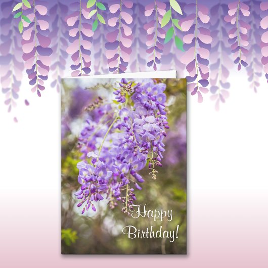 藤の写真のハッピーバースデーの挨拶状 カード