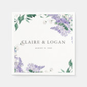 藤の塵の紫の水色結婚の スタンダードカクテルナプキン (正面)