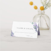 藤の塵の紫の水色結婚の プレイスカード (正面)