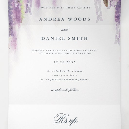 藤の夢 三つ折り招待状 (内部中)