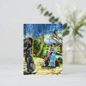 藤の庭の芸者ヴィンテージ旧日本 ポストカード (スタンド正面)