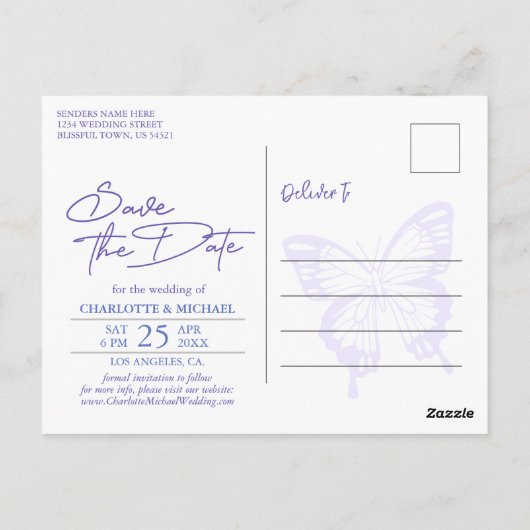 藤の春庭園の結婚式日付の保存 ポストカード (裏面)