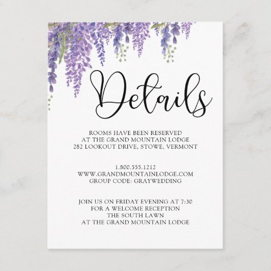 藤の木パステル結婚の詳細 エンクロージャーカード (正面)