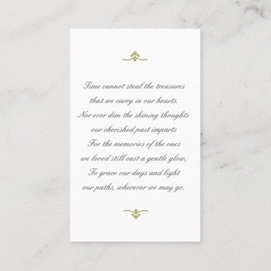 藤の水彩悔やみや弔慰メモリアルフォトカード 名刺 (裏面)