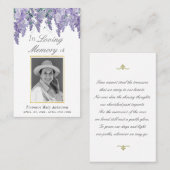 藤の水彩悔やみや弔慰メモリアルフォトカード 名刺 (正面/裏面)