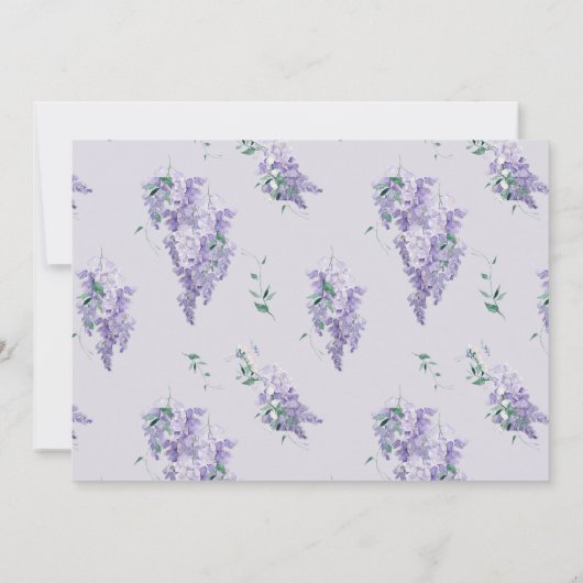 藤の紫の水彩結婚式の日付を保存 招待状 (裏面)