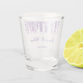 藤の紫の花の水色のフローラ結婚ズ ショットグラス (裏面)