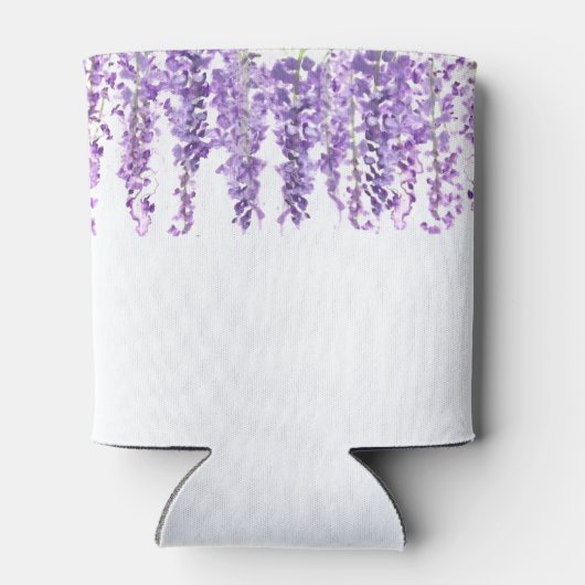 藤の紫の花の水色のフローラ結婚ズ 缶クーラー (裏面)