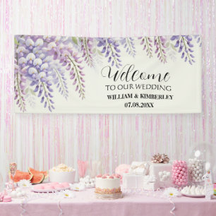 藤の紫の花エレガントな結婚式 横断幕