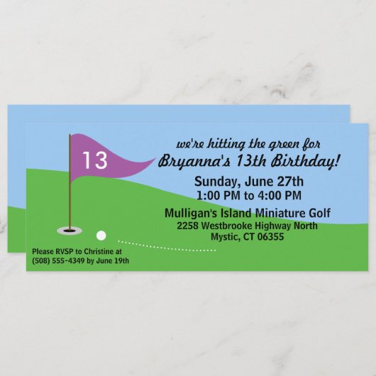 藤の紫色は緑のゴルフ誕生会に当りました 招待状 (正面/裏面)