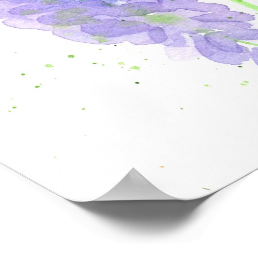 藤の花の木の枝の水の色植物学 ポスター (角)