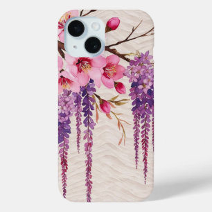 藤の花和紙の調べ ― 和モダン花柄 iPhone 15ケース