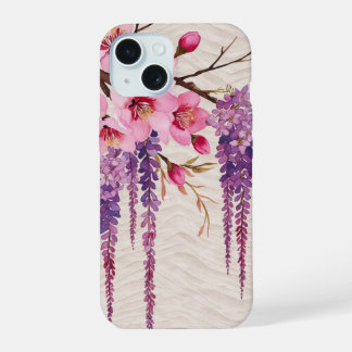 藤の花和紙の調べ ― 和モダン花柄 iPhone 15ケース