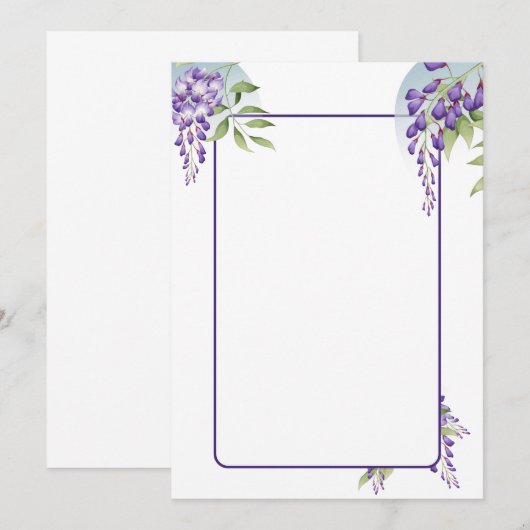 藤の花空白の飾り 招待状 (正面/裏面)
