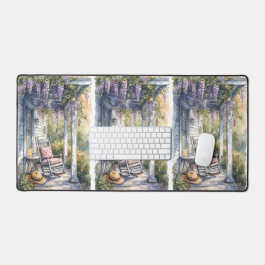 藤の軒先の揺り椅子シーン デスクマット (キーボード&マウス)