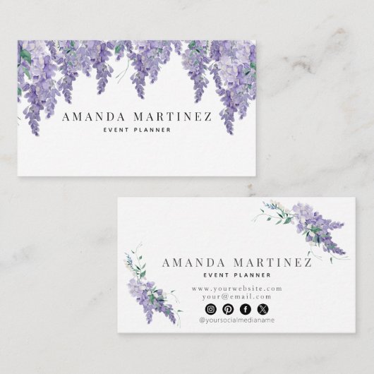 藤エレガントの水彩ソーシャルメディア事業 名刺 (正面/裏面)