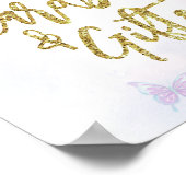 藤グリッター蝶誕生日カードギフト ポスター (角)