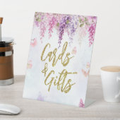 藤グリッター蝶誕生日カードギフト 台座サイン (インサイチュ)