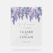 藤ダスティパープルウォーター結婚カラーの歓迎 アクリルサイン (正面)