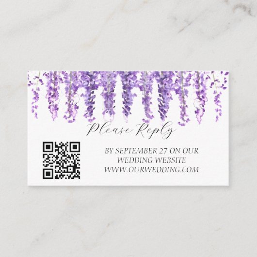 藤パープルフラワーズフローラエレガントな結婚式 エンクロージャーカード (正面)