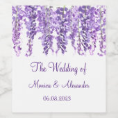 藤パープルフローラ水彩結婚式 ワインラベル (シングルラベル)
