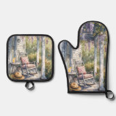 藤ポーチロッキングチェアシーン 鍋つかみ&鍋敷きセット (正面)