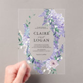藤リースダスティパープルウォーター結婚カラー アクリル招待状 (インサイチュ (ポータブル))