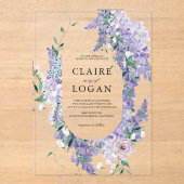 藤リースダスティパープルウォーター結婚カラー アクリル招待状 (正面)