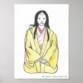 藤原レディ – 古い歴史日本のファッション ポスター