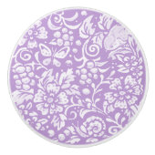 藤紫鳥フローラ林かわいらし セラミックノブ (正面)