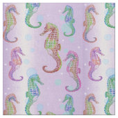 藤色のタツノオトシゴ ファブリック (クローズアップ)