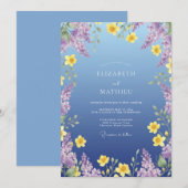 藤色のライラックの野の花の結婚式 招待状 (正面/裏面)