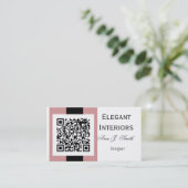 藤色のローズピンクQRコード技術のデザイン 名刺 (スタンド正面)
