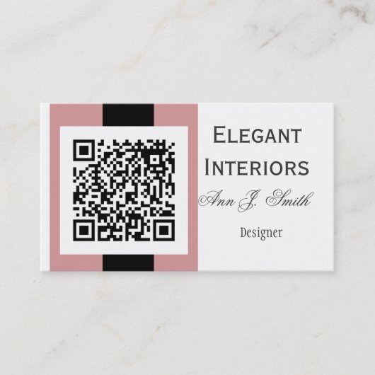 藤色のローズピンクQRコード技術のデザイン 名刺 (正面)