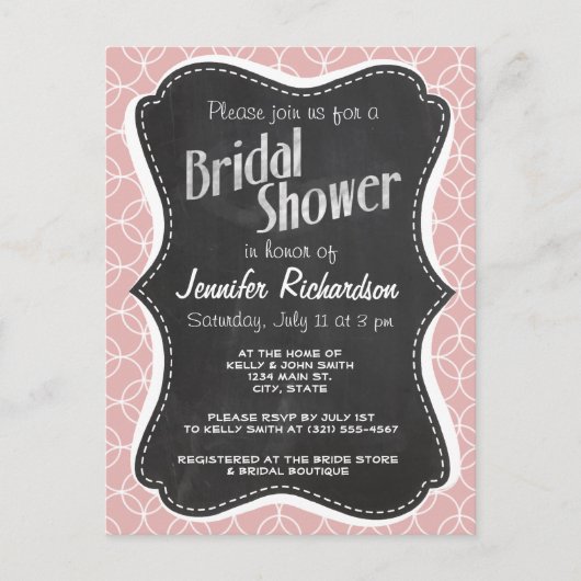 藤色の円のヴィンテージの黒板の一見 インビテーションポストカード (正面)