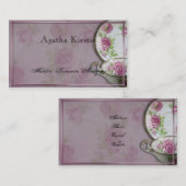 藤色の名刺の旧式なピンクのバラのティーカップ 名刺 (正面/裏面)