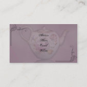 藤色の名刺の旧式な茶時間 名刺 (裏面)