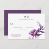 藤色の紫色のラベンダーのすみれ色の花柄RSVP 出欠カード (正面/裏面)