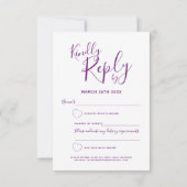 藤色の紫色の抽象美術の結婚式の応答カード 出欠カード (裏面)