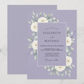 藤色の芍薬のリースの結婚式 招待状 (正面/裏面)