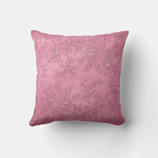 藤色の質のつる植物の花のピンクのヴィンテージのビクトリア時代の人 クッション (裏面)