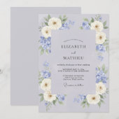 藤色クリーム色の芍薬の結婚式 招待状 (正面/裏面)