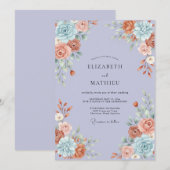 藤色テラコッタ芍薬の結婚式 招待状 (正面/裏面)